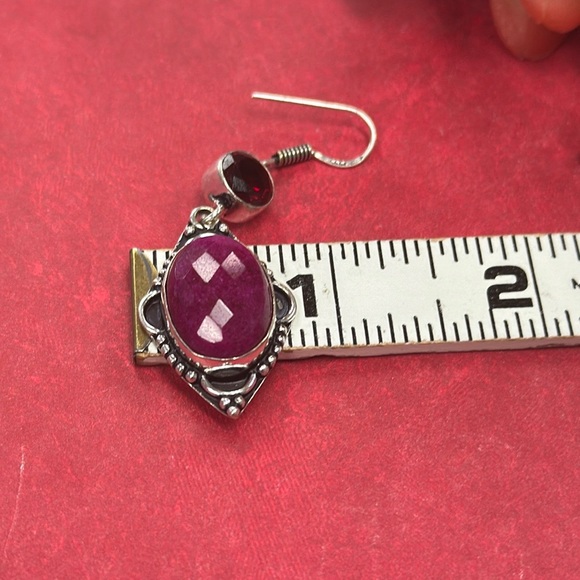 Ruby & Garnet Silver Earrings - Picture 9 of 9